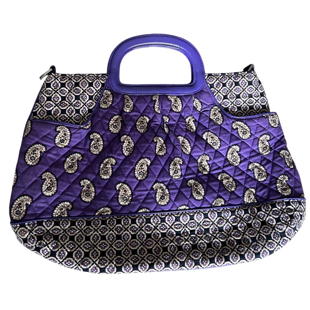 Vera‎ Bradley Purple Paisley Quilted Cotton Tote Handbag Purse Boho Preppy